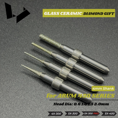 DG-52 DG-53 DG-54 DG-55 4mm Shaft Lithium Disilicate Grinding Tool with Stop Ring - Arum 300 Series Compatible