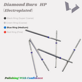 Medium Grit Diamond Burs HP Blue Ring for Standard Dental Lab Grinding & Anatomy Prep