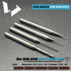 ZDB-30D-US ZDB-50D-US ZDB-100D-US Diamond Coated Ball End Tool for Zirconia - Roland DWX Dry Mills Compatible