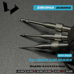 ZB-46 ZB-47 ZB-48 ZB-65 4mm Shaft Zirconia Milling Tool with Stop Ring - Arum 300 Series Compatible