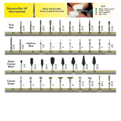 Coarse Diamond Burs HP Green Ring for Fast Contouring & Shaping of Dental Ceramics