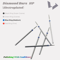 Medium Grit Diamond Burs HP Blue Ring for Standard Dental Lab Grinding & Anatomy Prep