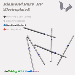 Medium Grit Diamond Burs HP Blue Ring for Standard Dental Lab Grinding & Anatomy Prep