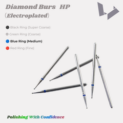 Medium Grit Diamond Burs HP Blue Ring for Standard Dental Lab Grinding & Anatomy Prep