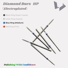 Medium Grit Diamond Burs HP Blue Ring for Standard Dental Lab Grinding & Anatomy Prep