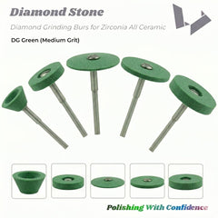 Diamond Stone for Zirconia Lithium Disilicate All Ceramic - (DG Series) Medium Green Color